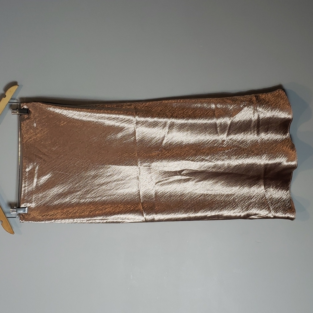 LOFT Metallic Bronze Midi Skirt